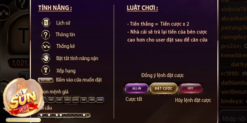 Tân thủ cần nắm vững luật chơi tài xỉu Sunwin